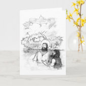 Carte baptême de Jésus 8x10 à fond gris (Fleur jaune)