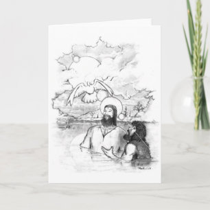 Carte baptême de Jésus 8x10 à fond gris