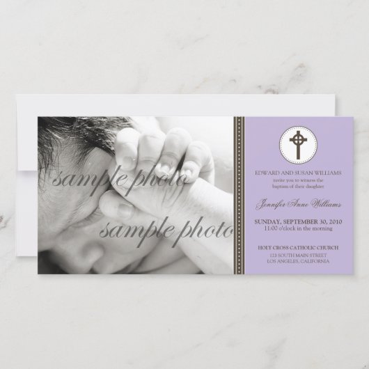 Carte Baptême de lavande simple et douce (Devant)