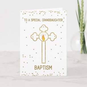 Carte Baptême de petite-fille Croix en or