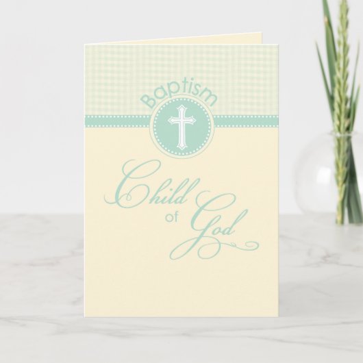 Carte Baptême d'enfant de Dieu, Vert neutre (Devant)