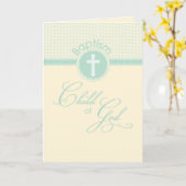 Carte Baptême d'enfant de Dieu, Vert neutre (Fleur jaune)