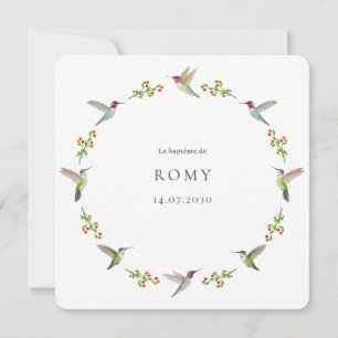 Carte Baptême des colibris d'Anna avec photo de bébé