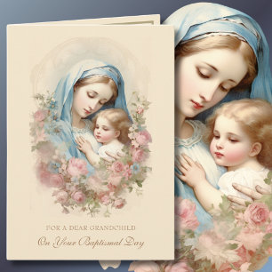 Carte Baptême des grands-parents pour bébé Marie bénie