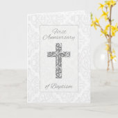 Carte Baptême du premier anniversaire Bienheureux croix (Fleur jaune)