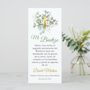 Carte Baptême Favoriser Aquarelle Vert Feuille Signet