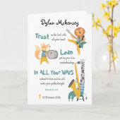 Carte Baptême Garçon Drôle Animaux Musicaux Et Verse Bib (Fleur jaune)