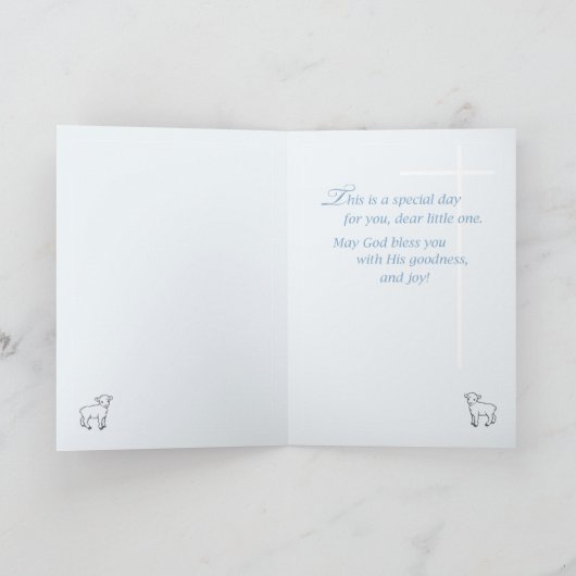 Carte Baptême Lambe Bleue Néant (Intérieur)