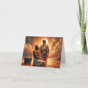 Carte Baptême personnalisé-Jésus baptisé par Jean
