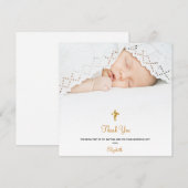 Carte Baptême photo cross minimaliste merci (Devant / Derrière)