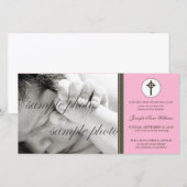 Carte Baptême rose simple et doux (Devant / Derrière)