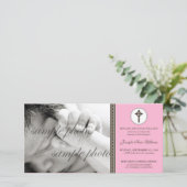 Carte Baptême rose simple et doux (Debout devant)