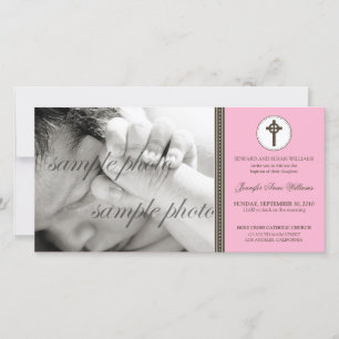 Carte Baptême rose simple et doux