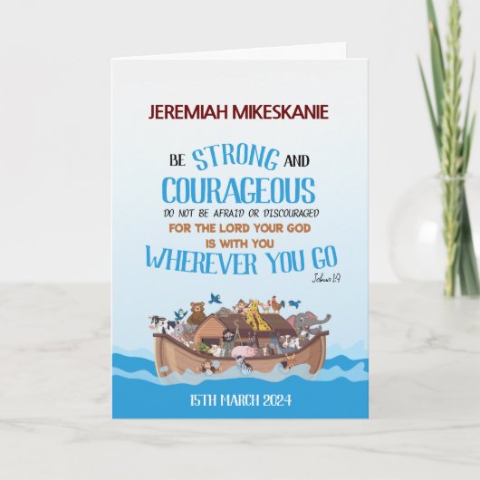 Carte Baptême Thème Arche du Garçon Noé (Devant)