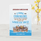 Carte Baptême Thème Arche du Garçon Noé (Fleur jaune)