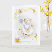 Carte Baptism girl (Fleur jaune)