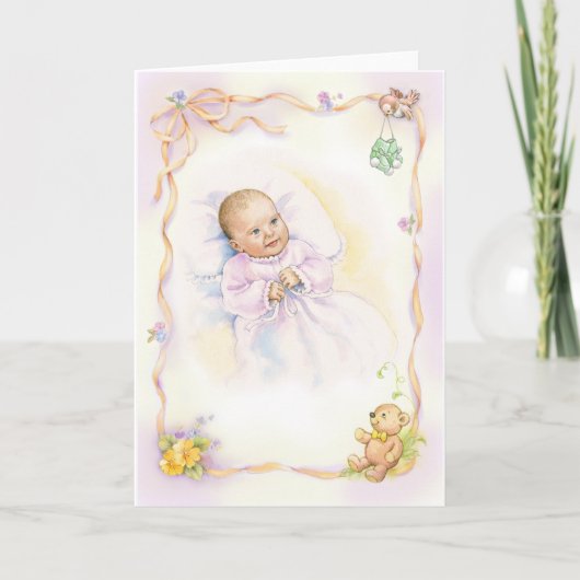 Carte Baptism or Christening baby (Devant)