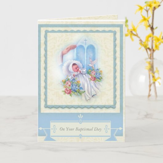 Carte BAPTISME Blessing Roses Bébés (Fleur jaune)