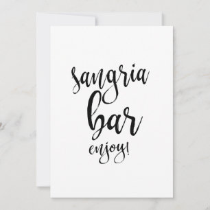 Carte Bar à Sangria Panneau de Mariage Calligraphié Abor