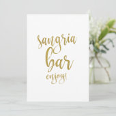 Carte Bar à Sangria Panneau de Mariage Doré Pailleté (Debout devant)
