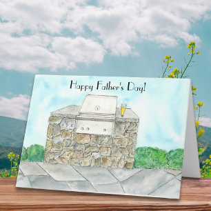 Carte Bar-B-Q de la fête des Pères aquarelle joyeuse