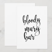 Carte Bar Bloody Mary Panneau d'appel à la calligraphie (Devant / Derrière)