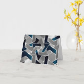 Carte Bar Mitzvah Argent Turquoise bleu gris étoile de D (Fleur jaune)