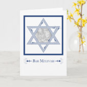 Carte bar mitzvah (étoile de david elegance, cadeau phot (Fleur jaune)