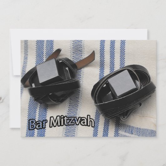 Carte Bar Mitzvah - Tallit et Téfillin (Devant)