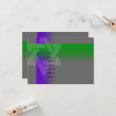 Carte Bar Mitzvah violet et vert sur n'importe quelle co (Devant/Arrière en situation)