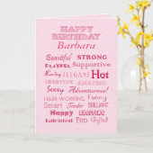 Carte Barbara Happy Birthday Mots de louanges (Fleur jaune)