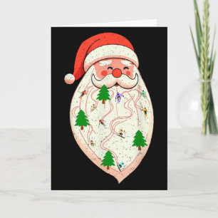 Carte Barbe de Père Noël Ski Noël Ski Xmas Vacances Skii