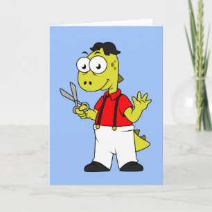 Carte Barbier À Rex Tyrannosaurus Avec Ciseaux.