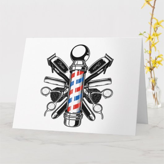 Carte Barbier, coiffeur, coiffeur, coiffeur, coupe-cheve (Fleur jaune)