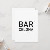 Carte Barcelona - minimalistic typography card (Devant/Arrière en situation)