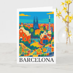 Carte Barcelone Espagne Voyage Coloré Sagrada Familia