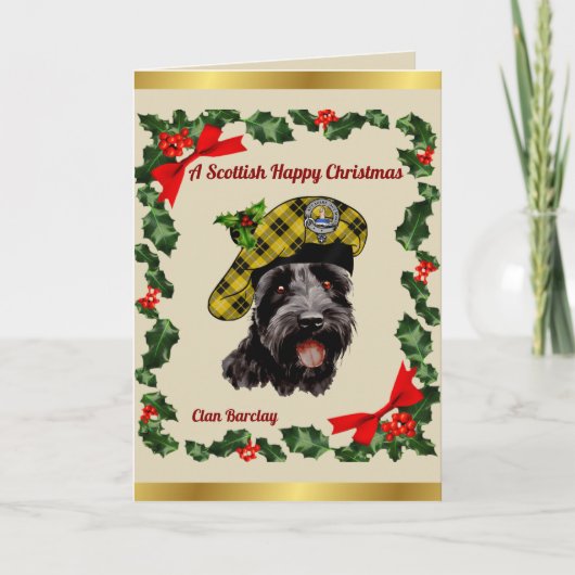 Carte Barclay Scottie Chien Noël Personnalisé (Devant)