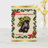 Carte Barclay Scottie Chien Noël Personnalisé (Fleur jaune)