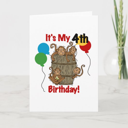 Carte Baril des singes 4e anniversaire (Devant)