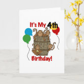 Carte Baril des singes 4e anniversaire (Fleur jaune)