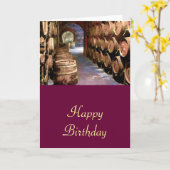 Carte Barils de vin dans la cave à vin Anniversaire (Fleur jaune)