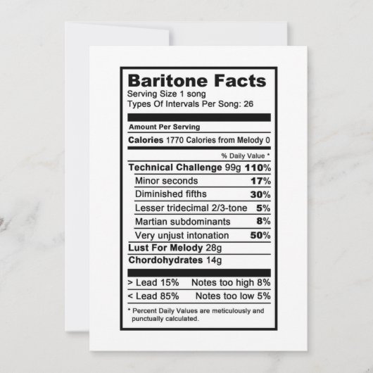 Carte Baritone "Étiquette d'information nutritionnelle" (Devant)