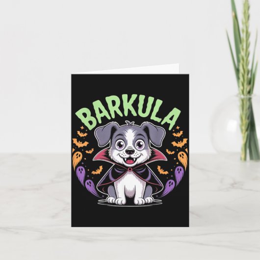 Carte Barkula Chien Mignon Halloween Vampire (Devant)
