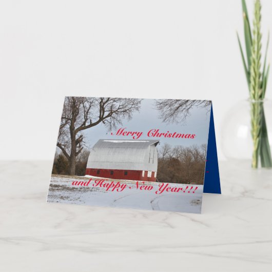Carte Barn rouge de Noël au Kansas (Devant)