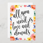 Carte Barre à Donut abordable signe mariage fleuri boho (Devant / Derrière)
