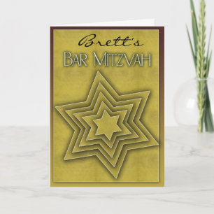 Carte Barre d'or Mitzvah/étoile de David