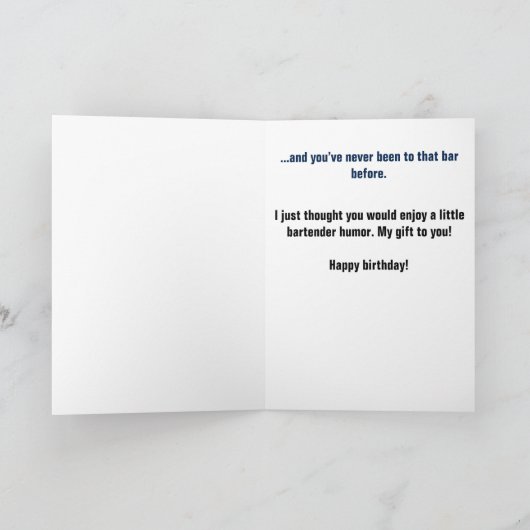 Carte Bartender Funny Anniversaire (Intérieur)