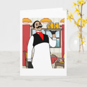 Carte Bartender Waiter Rétro Avec Boissons (Fleur jaune)