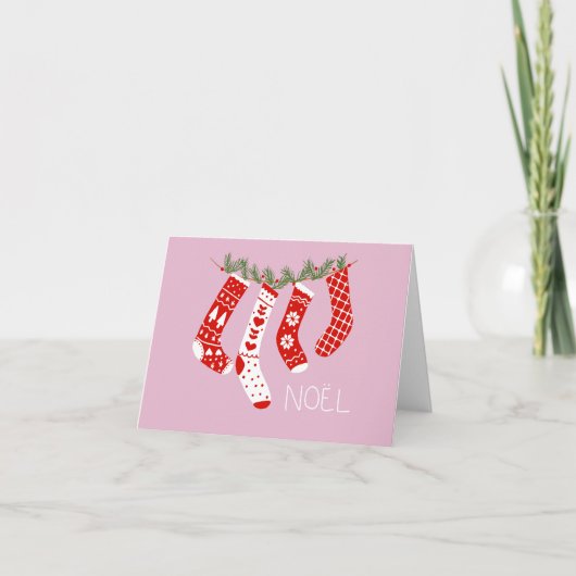 Carte Bas de Noël roses Message de Noël (Devant)