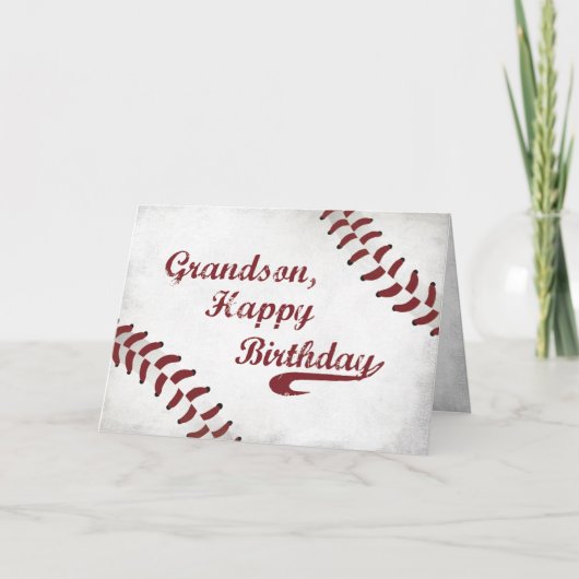 Carte Base-ball grunge d'anniversaire de petit-fils (Devant)